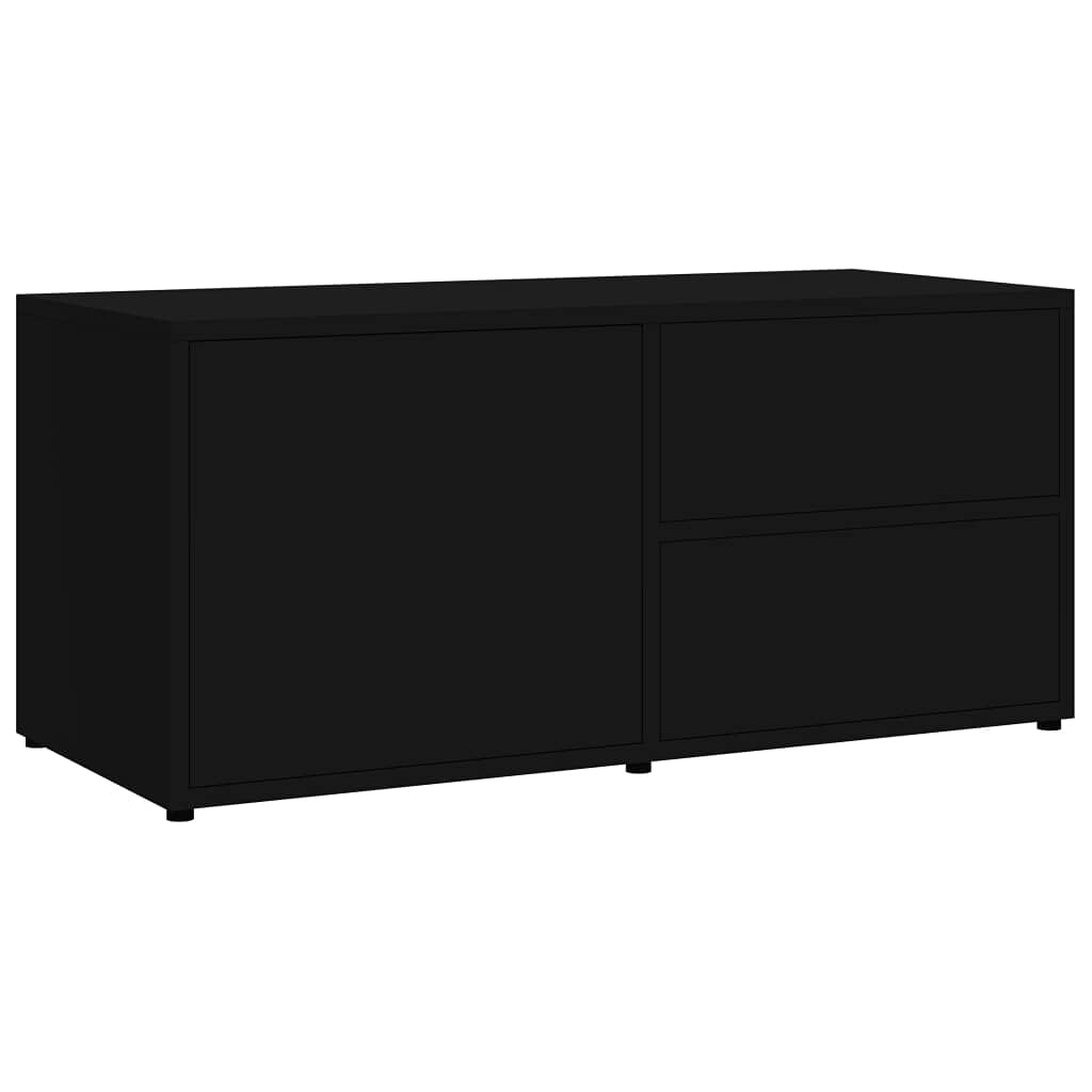 Qiilu TV Stand with Storage - 80 x 34 x 36 cm Modern Media Console with 2 Drawers, High Gloss Black Finish - Perfect Entertainment Center for Living Room, Bedroom & Home Theater Setup