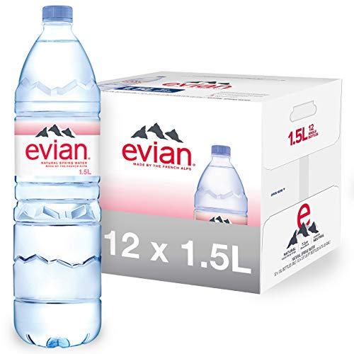 Evian Natural Spring Water - 50.7oz Bottles (Pack of 36) | Pure, Naturally Filtered Mineral Water for Hydration, Home, Office & Gym | BPA-Free Bulk Drinking Water Supply