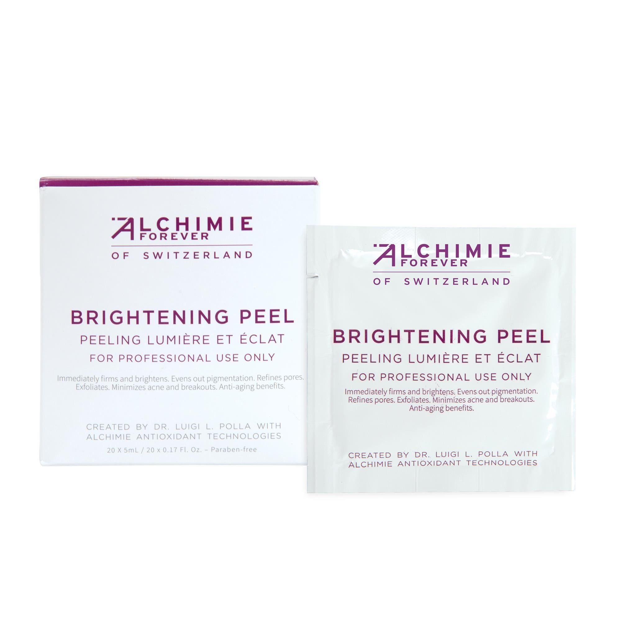 Alchimie Forever Brightening Peel - 0.17 oz (20 Count) | Exfoliating Facial Treatment for Glowing Skin | Perfect for Nighttime Skincare Routine & Pre-Makeup Prep