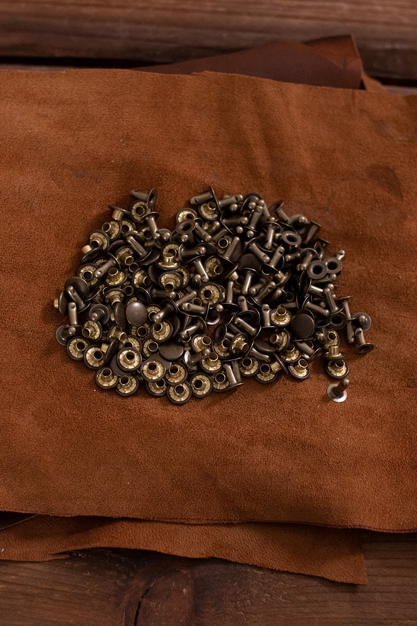 Antique Hollow Rivet KØ9.2 x L9.0 mm Iron/Brass - Vintage Hardware for Leather Craft, DIY Jewelry & Furniture Restoration
