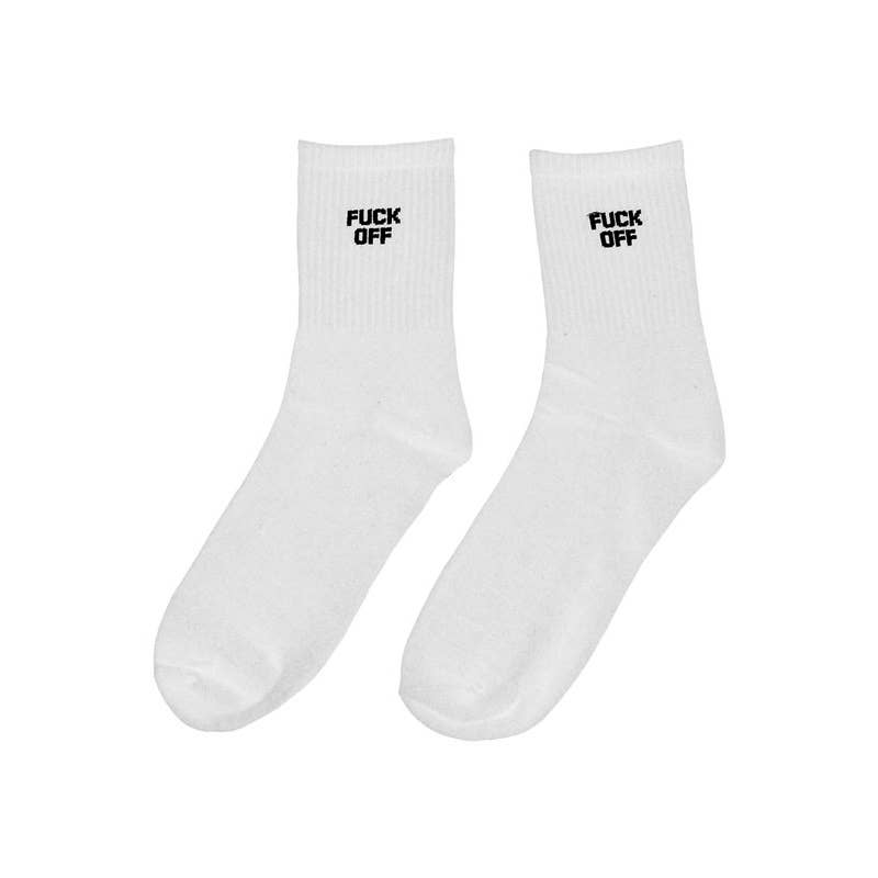Funny Girly Fuck Off Socks - White One Size Women's Novelty Socks for Gifts, Parties & Attitude Expression