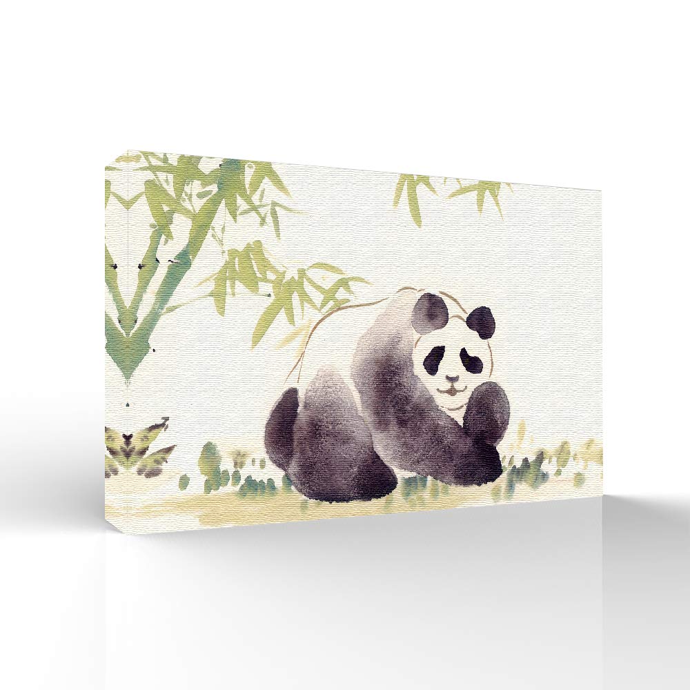 Wall26 Canvas Wall Art - Panda with Bamboo Giclee Painting - 24x36 Inches - Perfect for Bedroom, Living Room, Home Office, and Nursery Decor
