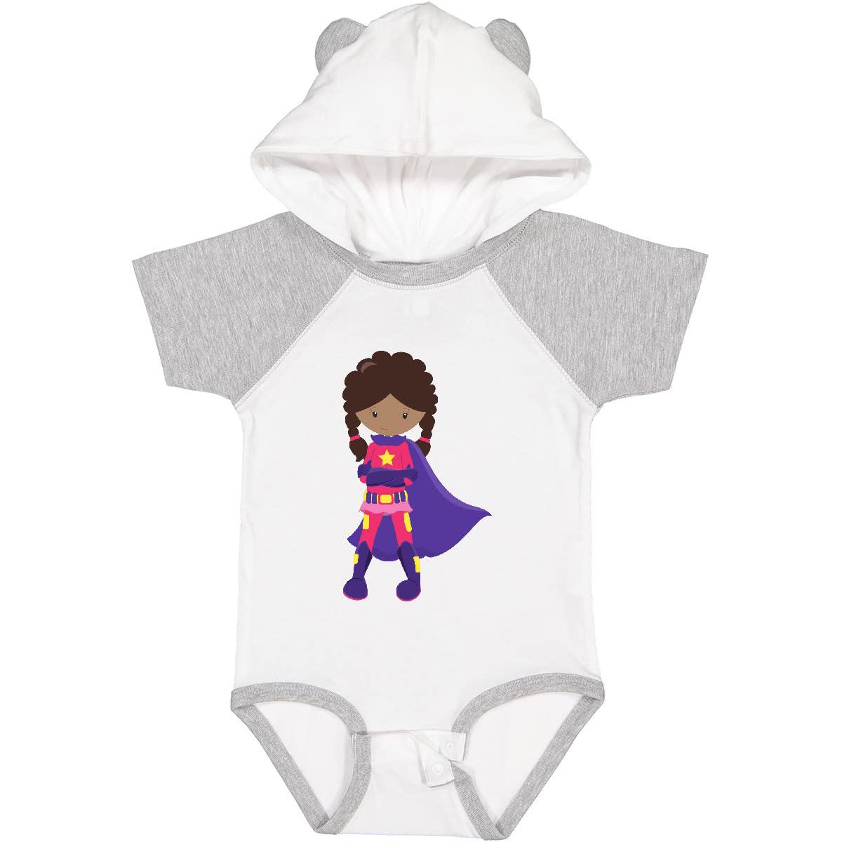 Inktastic African American Superhero Girl Cape Baby Bodysuit - Cute & Comfortable Infant Outfit for Playtime, Dress-Up & Special Occasions