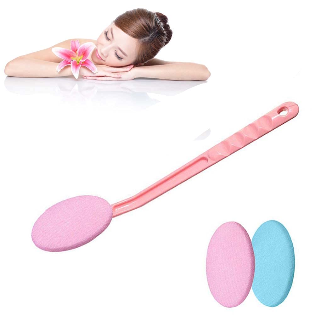WMLBK Detachable Shower Back Scrubber with Long Handle - Exfoliating Bath Brush & Lotion Applicator for Deep Cleaning (Pink) - Perfect for Hard-to-Reach Areas & Spa-Like Shower Experience