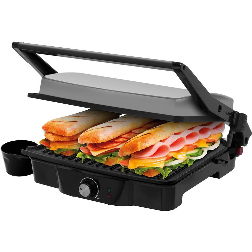 Britânia 180 Grill Press - 1830W Electric Sandwich Maker & Panini Press - Black 220V - Perfect for Home, Office & Outdoor Cooking