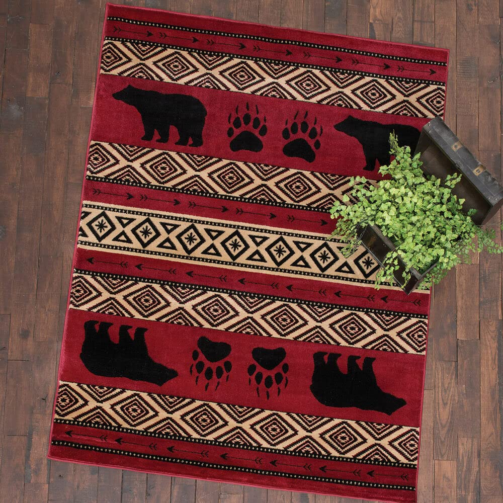 Premium Faux Sheepskin Bear Rug - Rustic Cabin Decor, Wildlife Themed Throw Rug for Living Room, Bedroom, or Lodge - Brown/Red 10