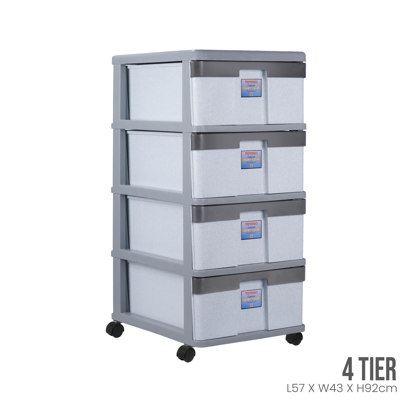 4-Tier XL Rolling Storage Cabinet with Wheels - Heavy Duty Metal Shelving Unit for Garage, Kitchen, Office, or Pantry Organization