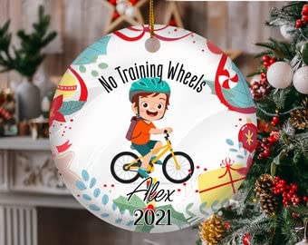 Personalized No Training Wheels Bike Rider Christmas Ornament - Kids Learning to Ride Bicycle Keepsake - Perfect for Holiday Tree Decor & Gift for Young Cyclists