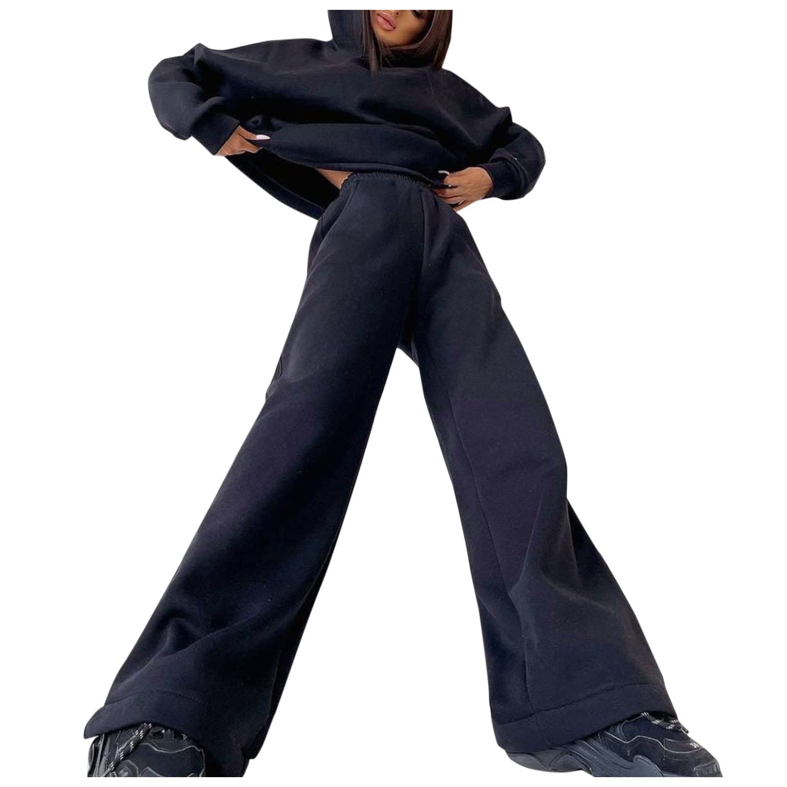 Women's 2-Piece Workout Tracksuit Set - Long Sleeve Sweatshirt & Jogger Pants for Yoga, Gym & Running | Comfortable Athletic Outfit for Women