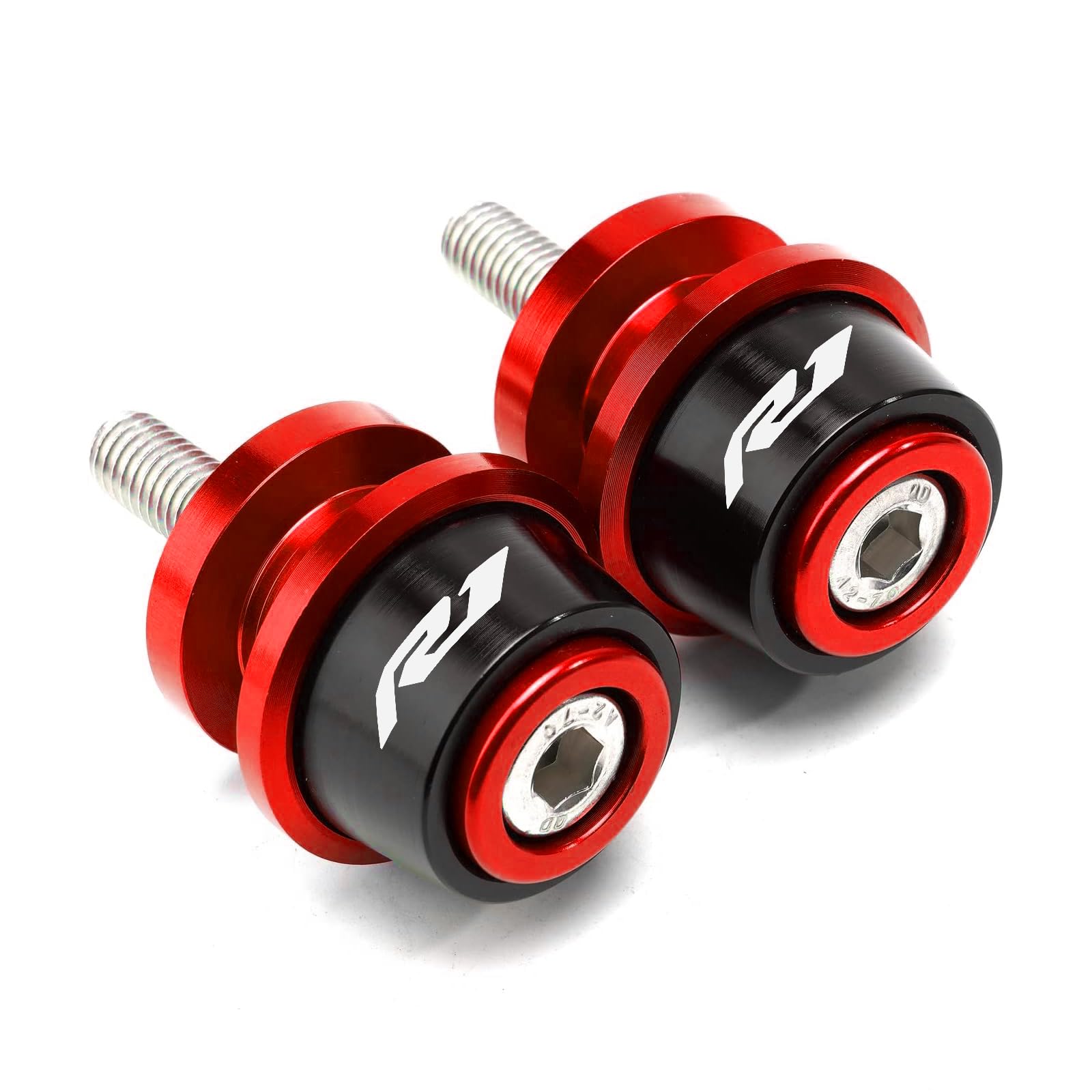 MOWOK CNC Aluminum 6mm Swing Arm Stand Screws for Yamaha R1 YZF-R1 R1M YZFR1 Motorcycle - Swingarm Spools Sliders (Red) - Perfect for Bike Maintenance, Storage & Transport