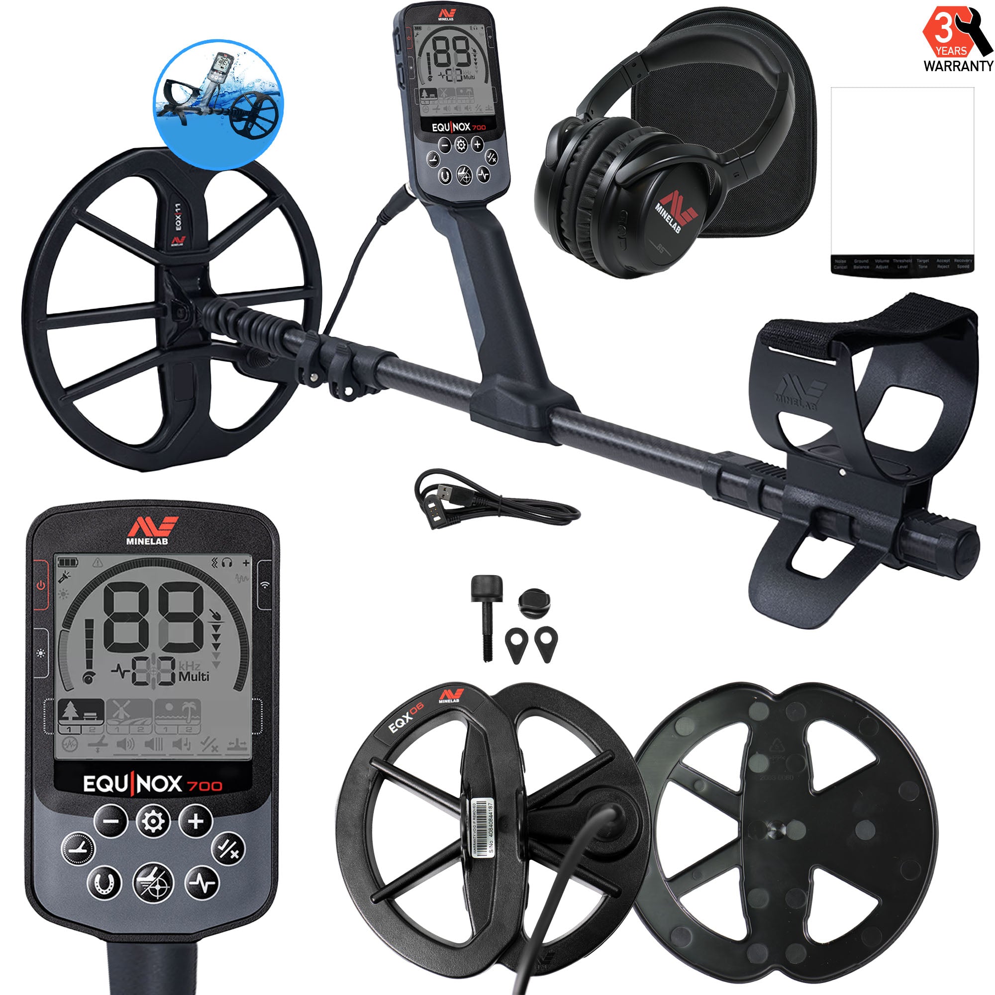 Minelab EQUINOX 700 Multi-IQ Waterproof Metal Detector with 11
