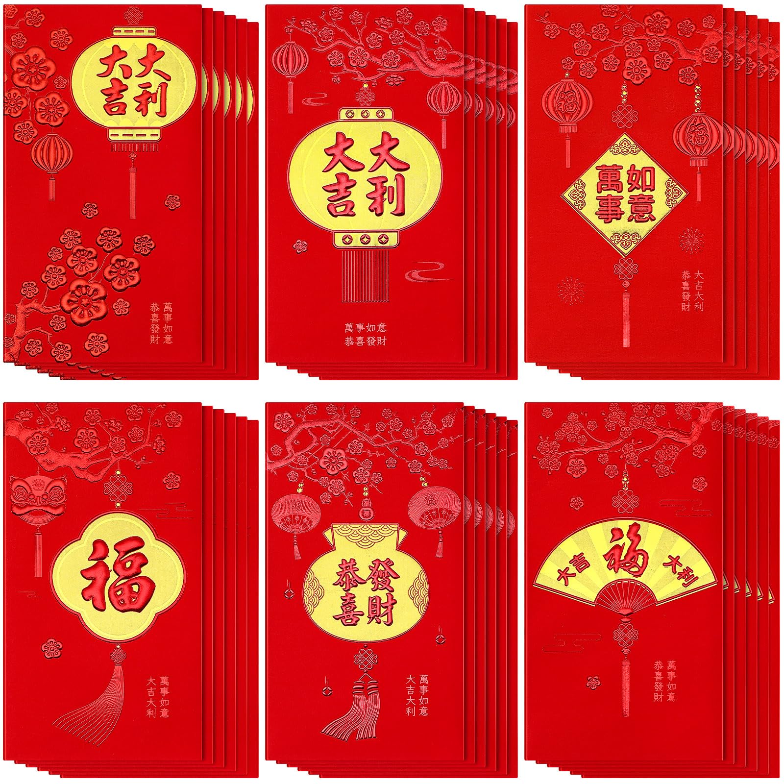 36 Pieces Chinese New Year 2025 Red Envelopes - Lucky Money Packets (Hong Bao) for Spring Festival, Birthday, Baby Shower, Wedding & Graduation Gifts - Perfect for Lunar New Year Celebrations, Cash Gifts and Special Occasions