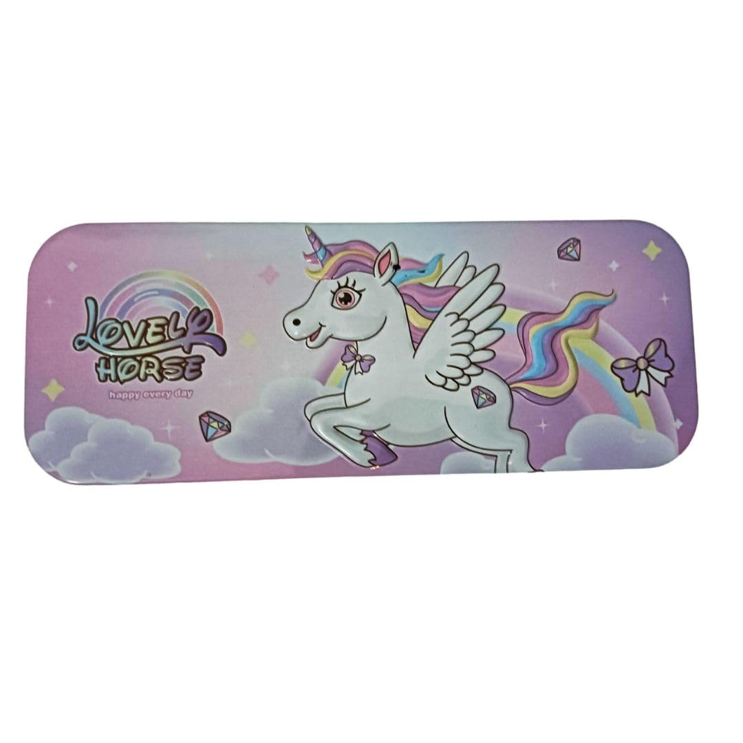 3D Unicorn Metal Pencil Case with Mini Pencil Box - Cute School Supplies for Girls - Perfect for Classroom, Homework & Gift Giving