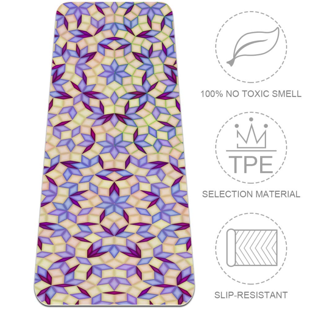 LORVIES Retro Print Yoga Mat - Eco Friendly Non-Slip Anti-Tear Exercise Mat for Yoga, Pilates, Stretching & Meditation - 72