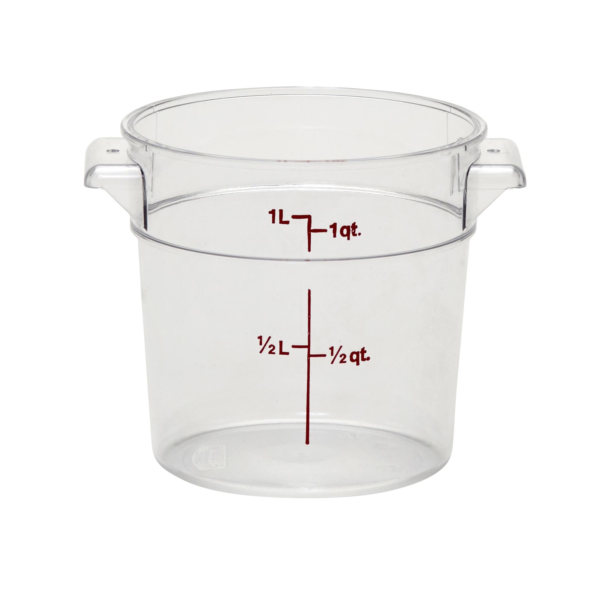 Cambro RFSCW1 1 Quart Clear Round Food Storage Container with Lid - Perfect for Meal Prep, Leftovers, and Kitchen Organization