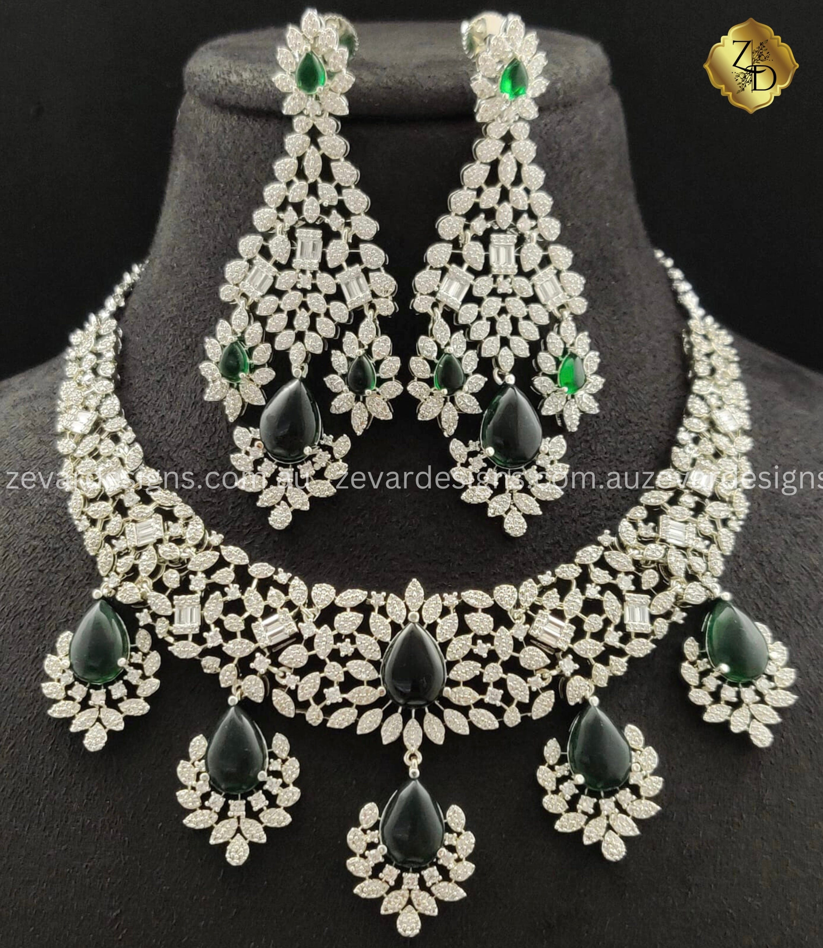 Emerald Green Zircon Bridal Necklace Set - Elegant Wedding Jewelry for Brides, Bridesmaids & Special Occasions