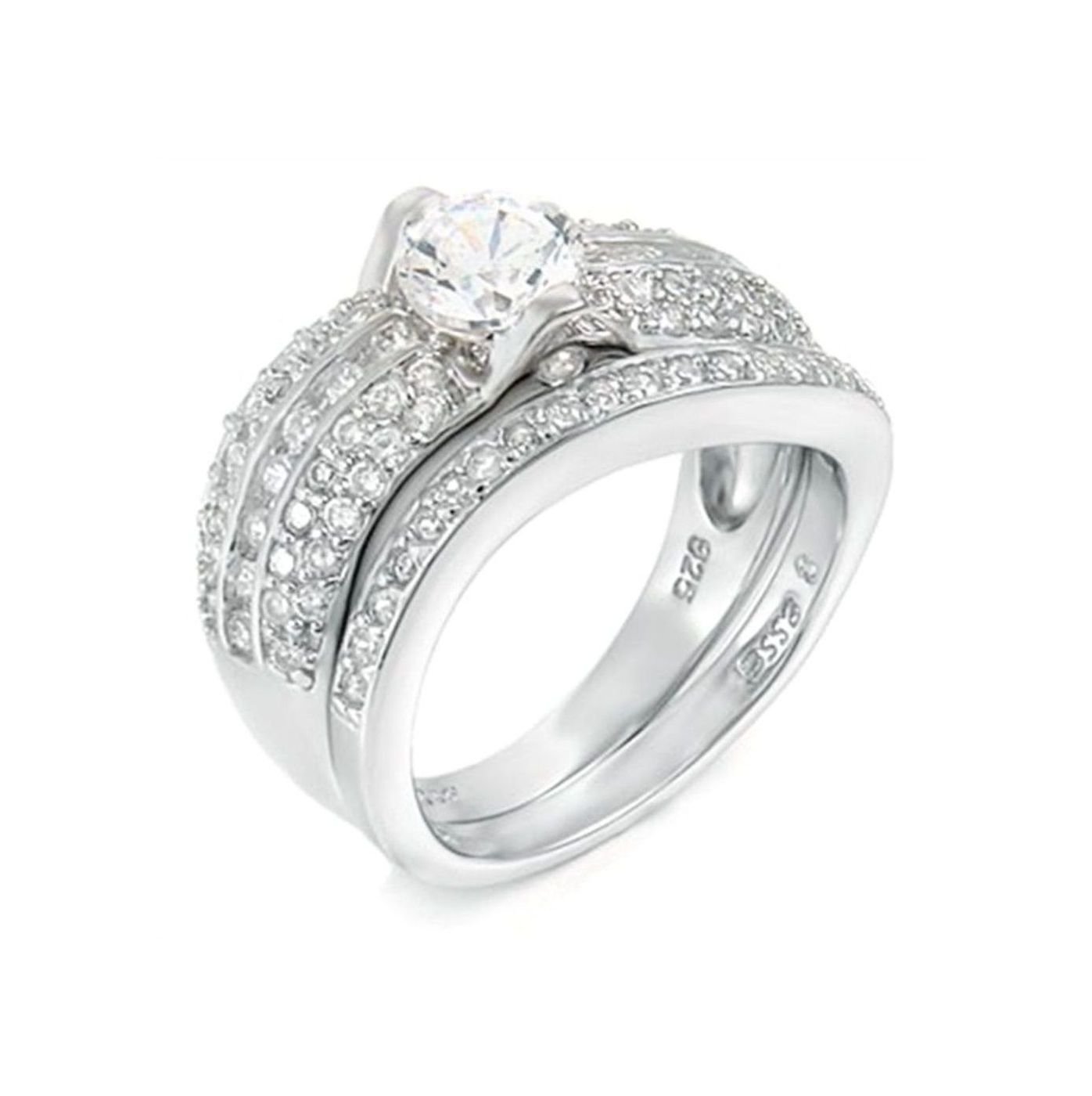 925 Sterling Silver 0.9 Carat Diamond Wedding Ring Set for Women - Elegant Bridal Jewelry for Engagement, Anniversary & Special Occasions