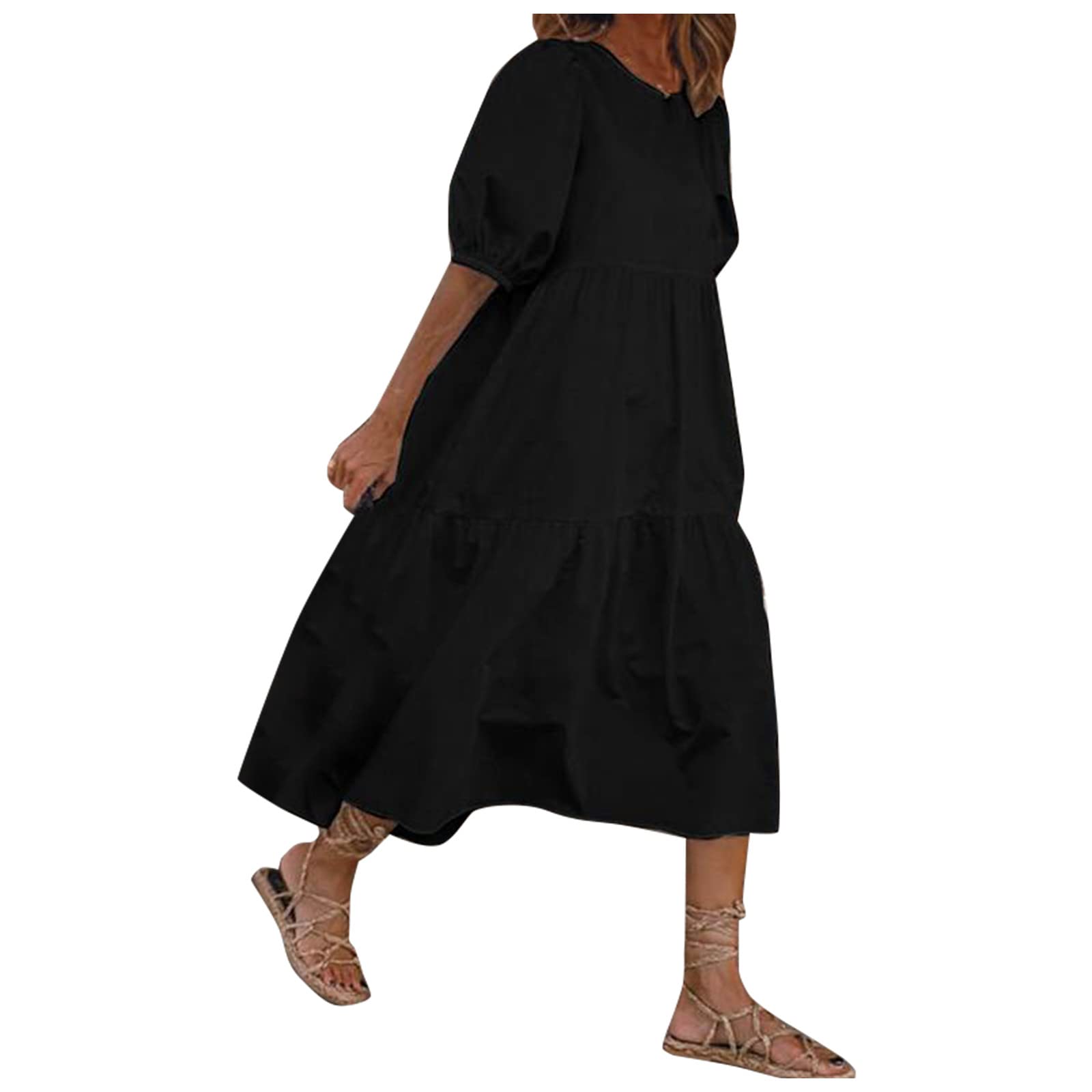 Women's Summer Dresses - Boho Hippie Maternity Short Sleeve Bodycon Dress in Red (Sizes S-5XL) | Perfect for Beach Vacations, Music Festivals & Casual Outings