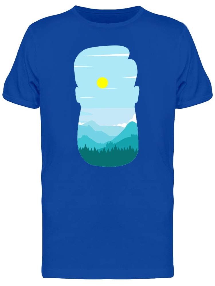 Trendy Hipster Man Silhouette Landscape Graphic T-Shirt for Men - Perfect for Casual Wear, Street Style & Urban Fashion