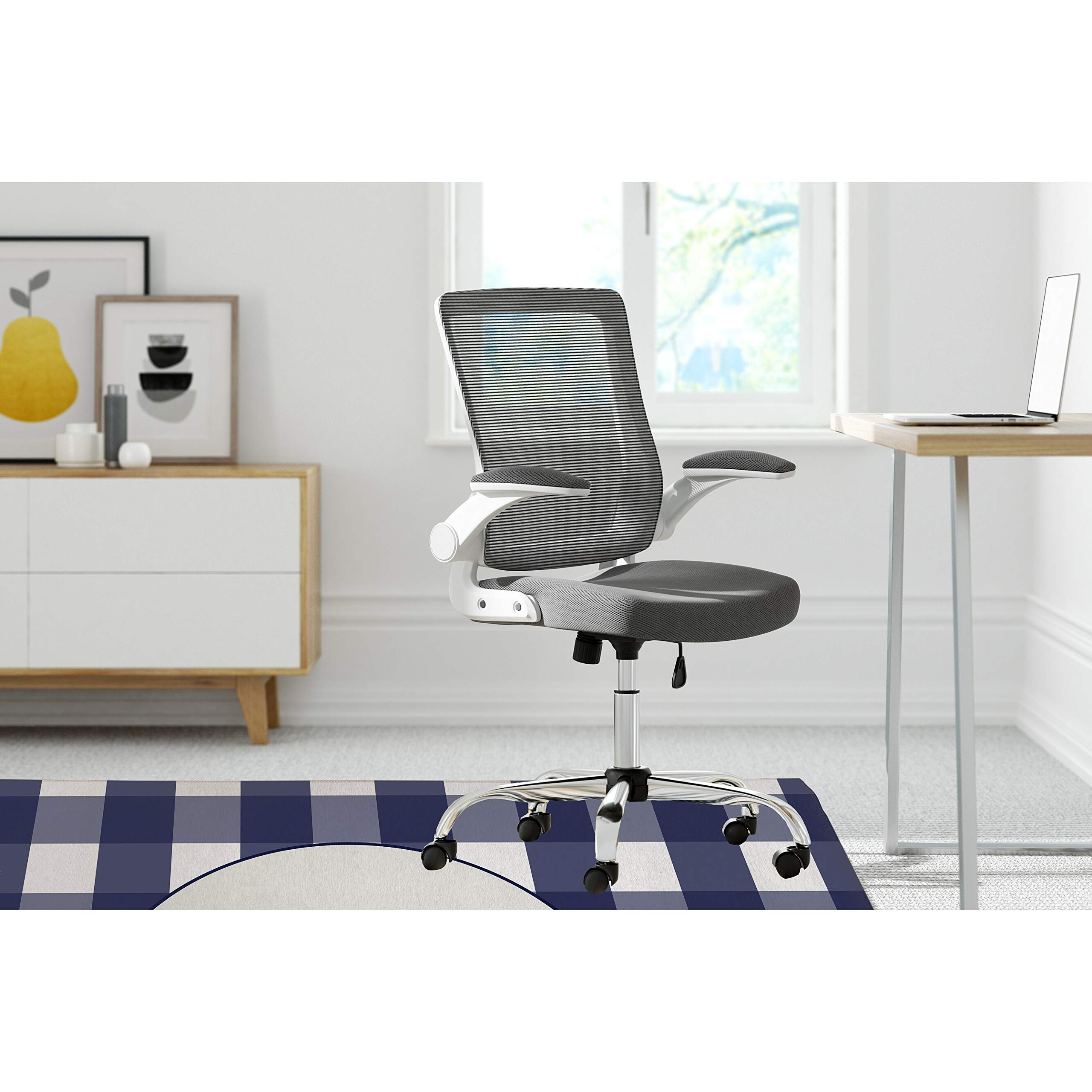 Navy Blue Gingham Office Mat - Non-Slip Synthetic Fiber Desk Mat for Cabin & Lodge Decor - Perfect for Home Office, Study Room, and Workspace Organization
