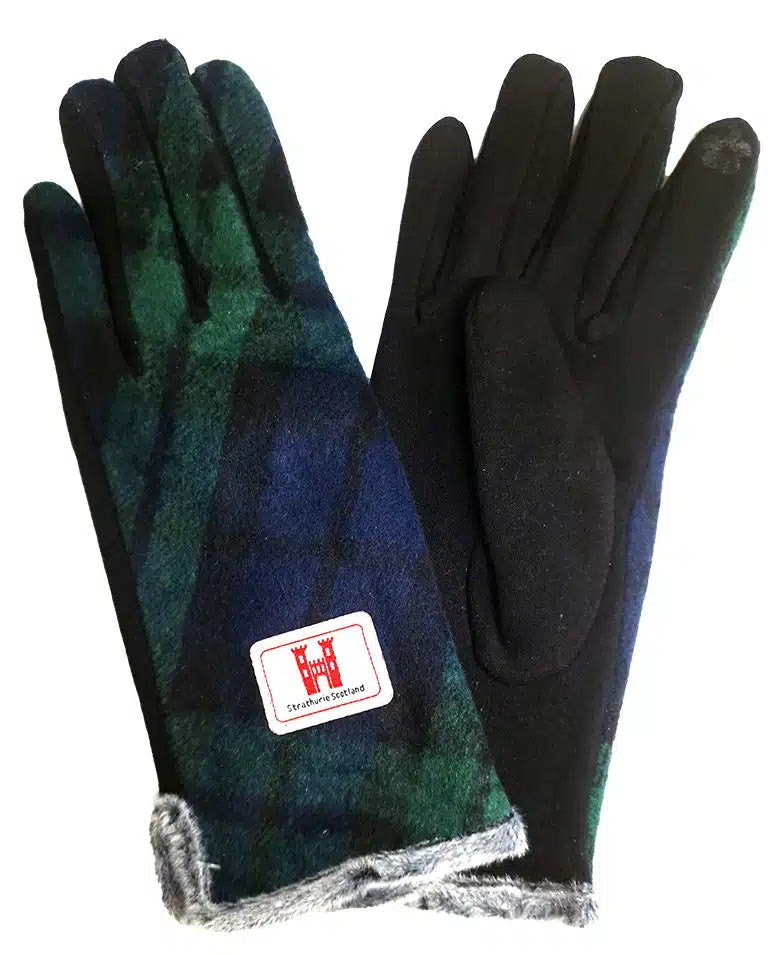 Women's Blackwatch Tartan Gloves - Warm Plaid Winter Gloves for Outdoor Activities, Fashion Accessory, and Cold Weather Protection