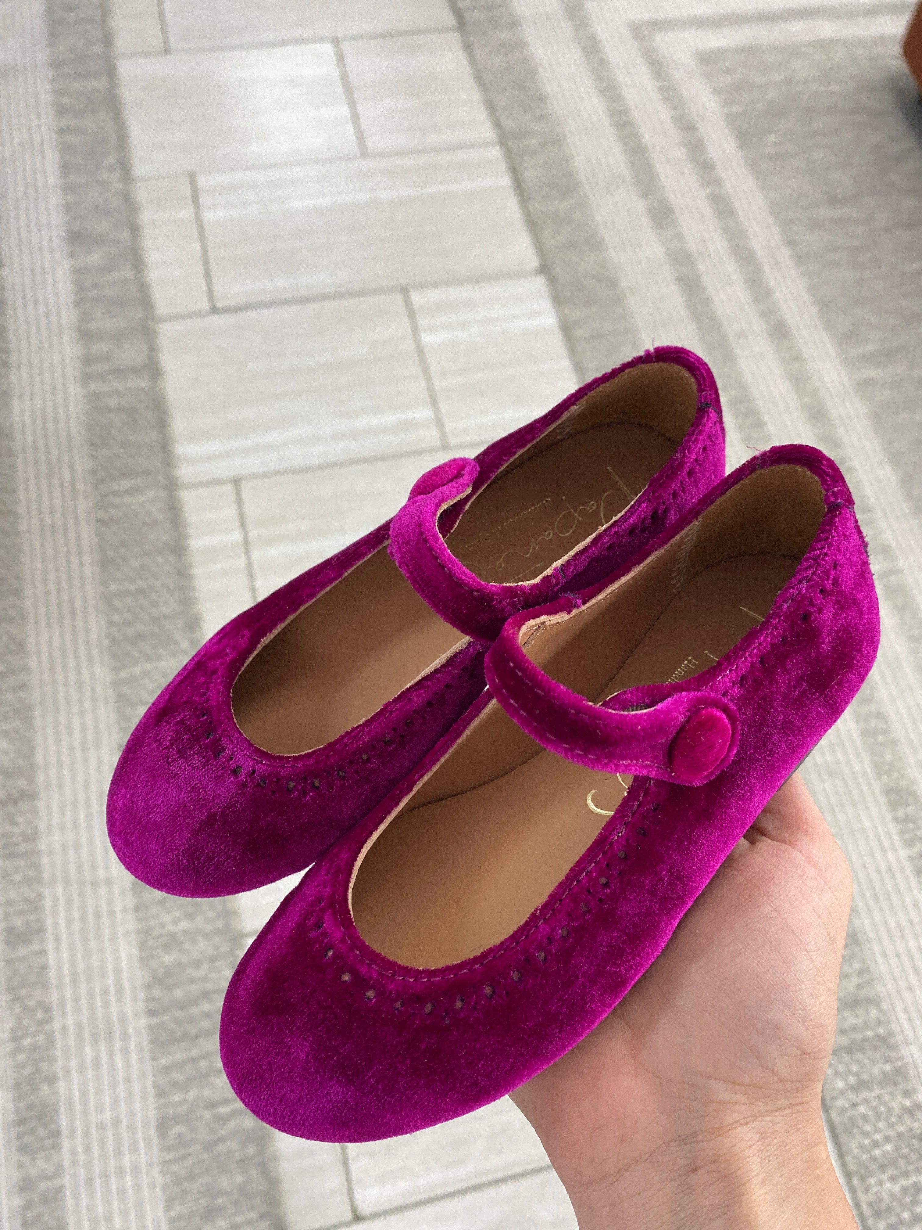 Fuchsia Velvet Mary Jane Shoes for Women - Comfortable & Stylish Ballet Flats for Work, Parties & Casual Wear