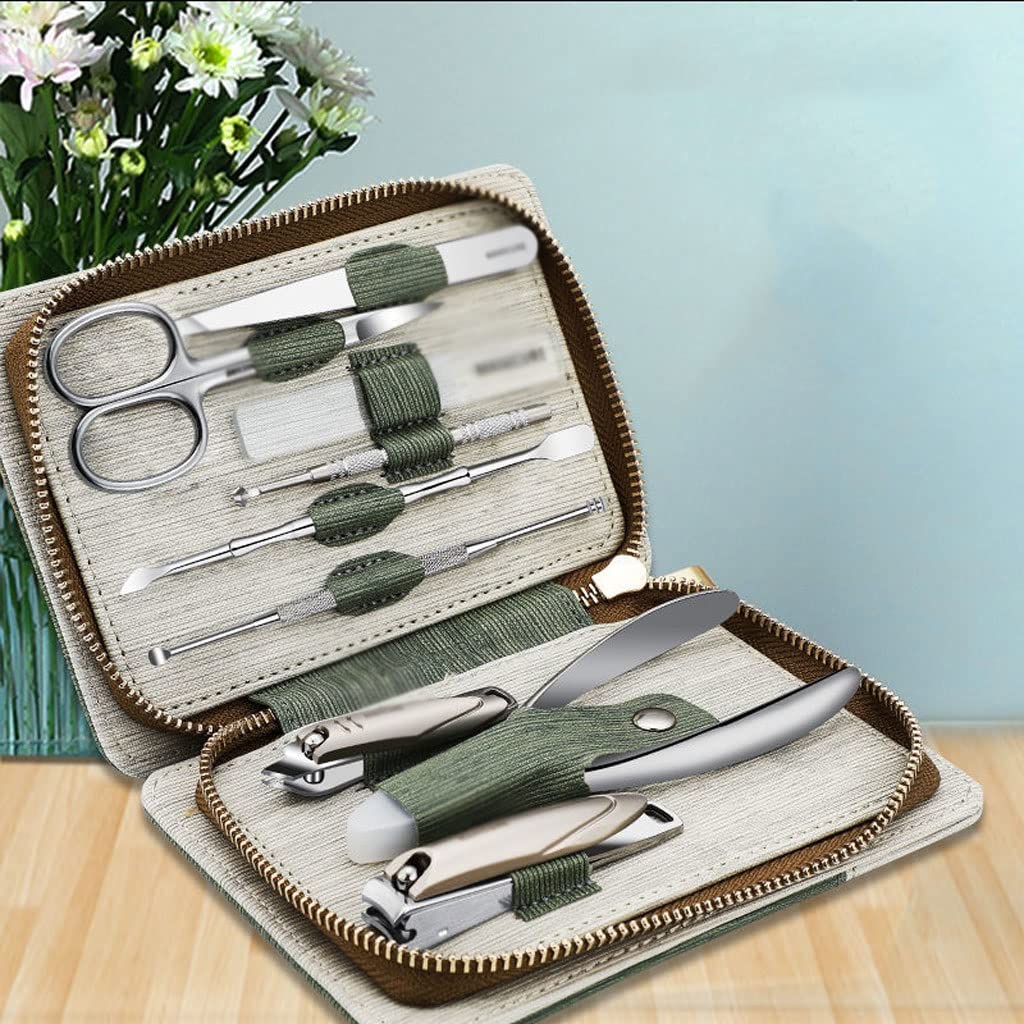 Professional Stainless Steel Manicure & Pedicure Set - 9-Piece Nail Clipper Kit with Travel Case (Color A) - Perfect for Home, Salon & Travel Nail Care