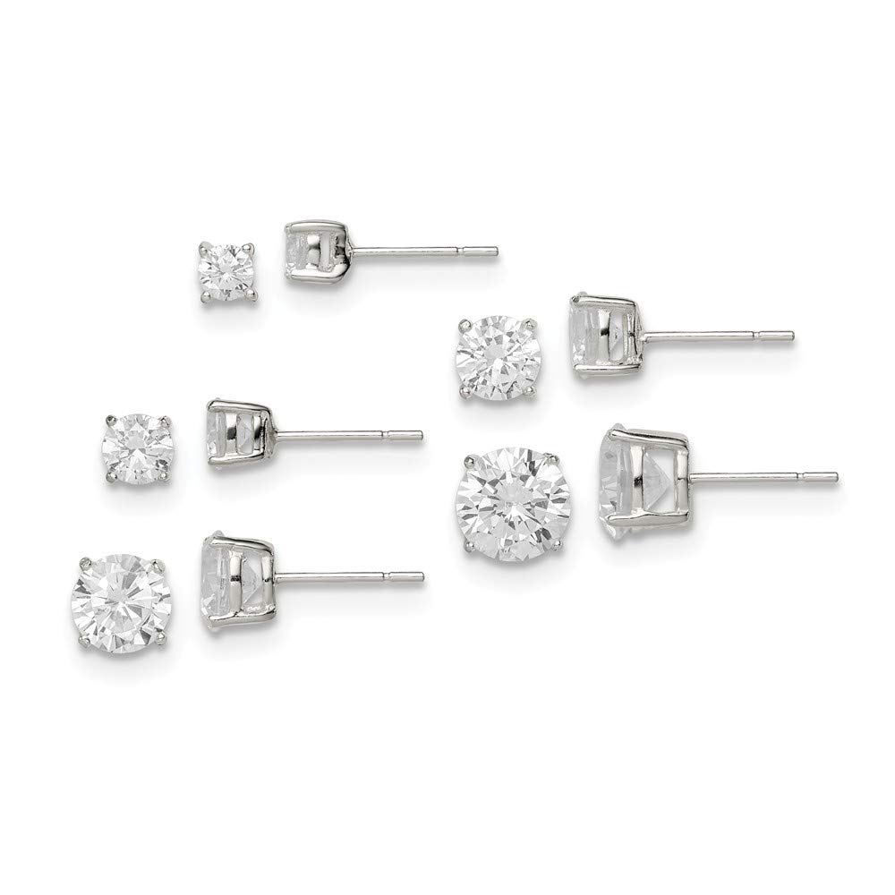 Sterling Silver Polished White Cubic Zirconia Post Earrings for Women - Elegant Everyday & Special Occasion Jewelry Gift