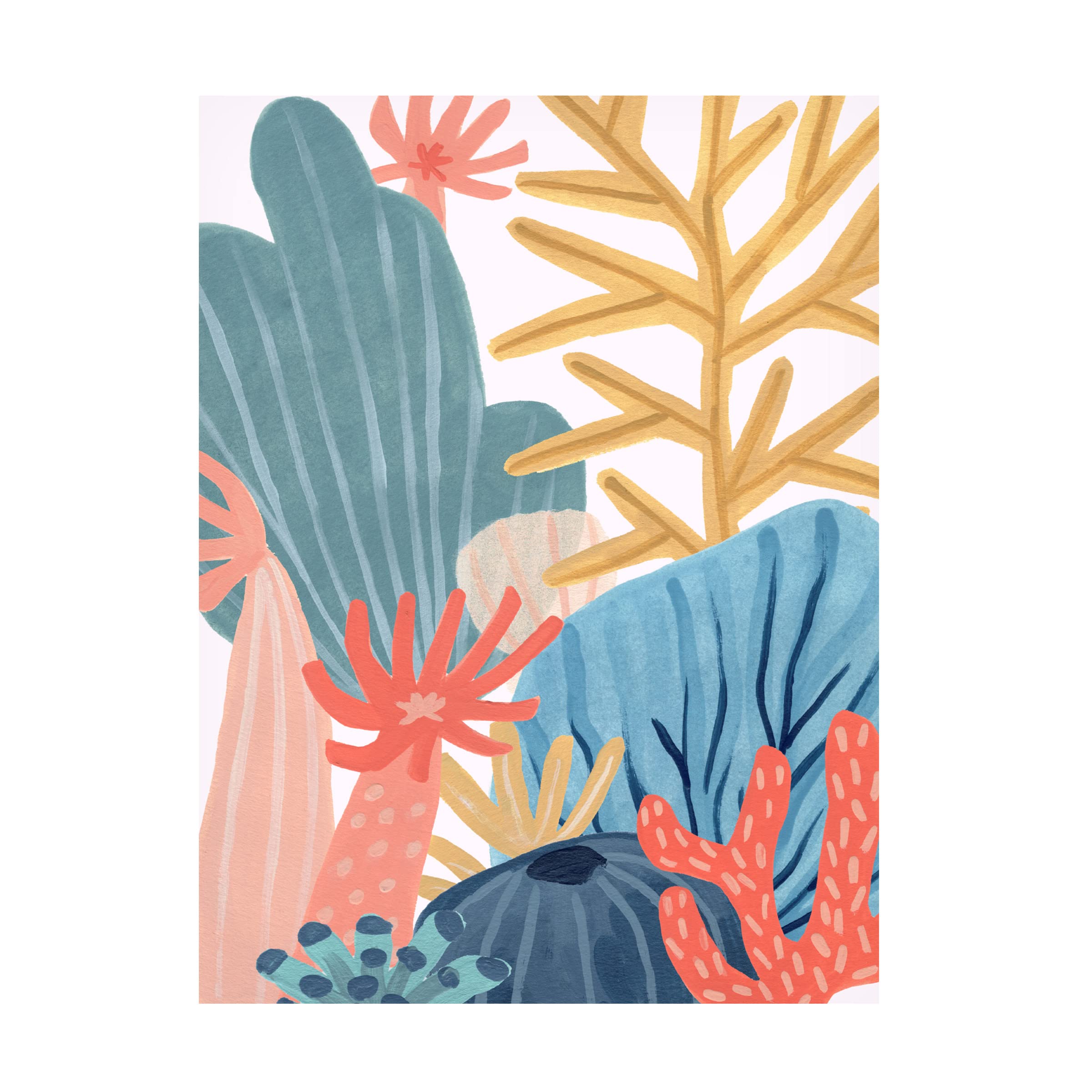Trademark Fine Art 'Paper Reef I' Canvas Wall Art by June Erica Vess - Modern Ocean Themed Painting for Living Room, Bedroom & Office Decor