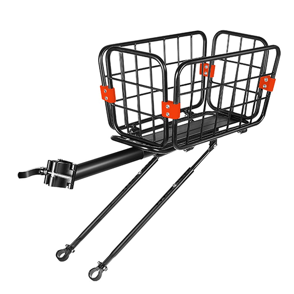 Abaodam 1-Piece Durable Aluminum Alloy Bicycle Rear Seat Basket - Black Bike Storage Organizer for Groceries, Picnics & Commuting Accessories