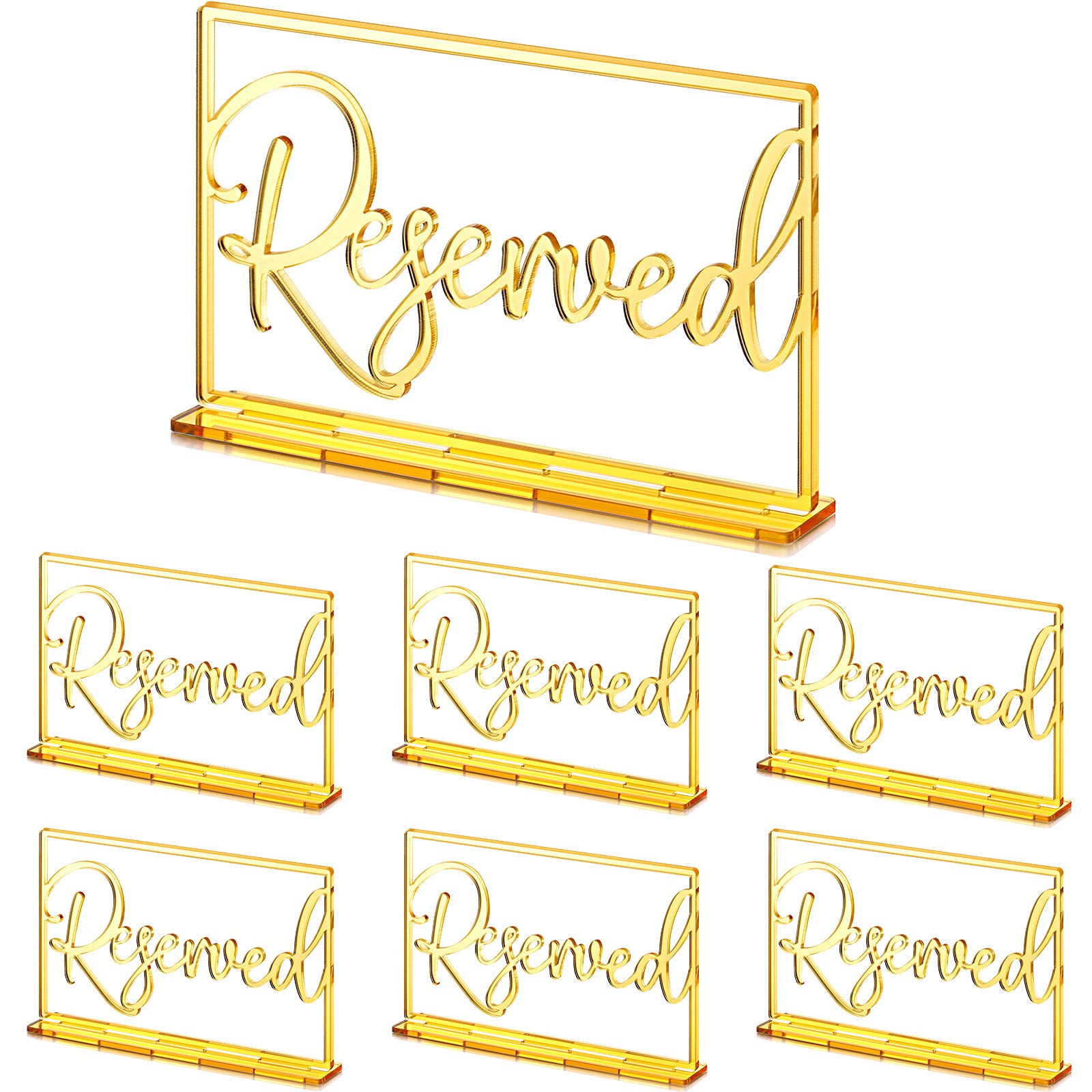 6-Piece Gold Acrylic Reserved Table Signs for Weddings, Restaurants, Business & Office Events - Elegant Standing Seating Reservation Displays for Special Occasions