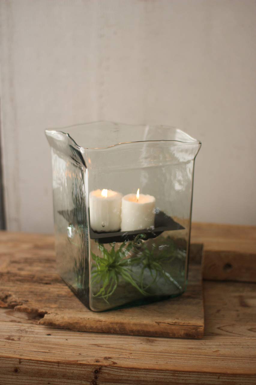 Kalalou CV2210 Clear Glass Hurricane Candle Holder - Elegant Home Decor for Weddings, Dining Tables, and Fireplace Mantels