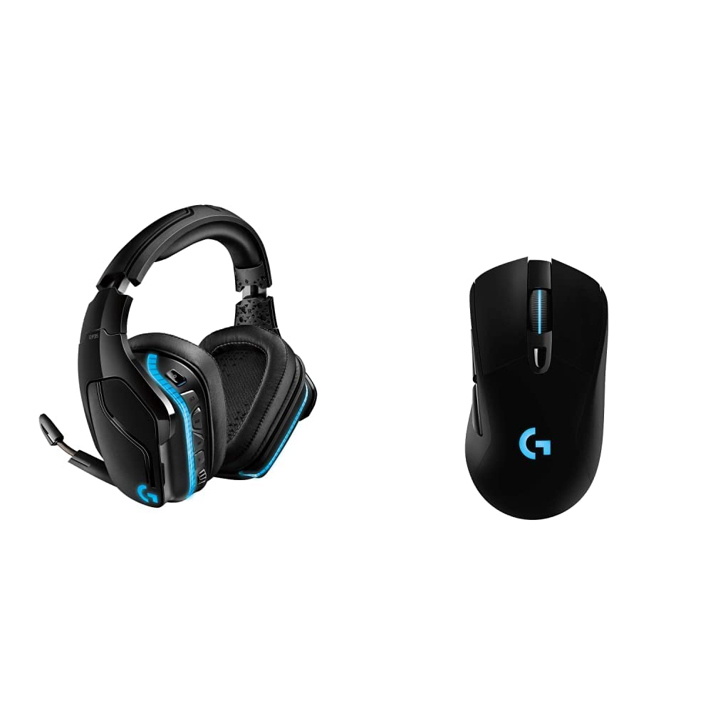 Logitech G935 Wireless Gaming Headset with DTS:X 7.1 Surround Sound & RGB Lightsync - Black/Blue + G502 Lightspeed Wireless Gaming Mouse with HERO 25K Sensor - Black - Perfect for PC Gaming, Streaming & Esports