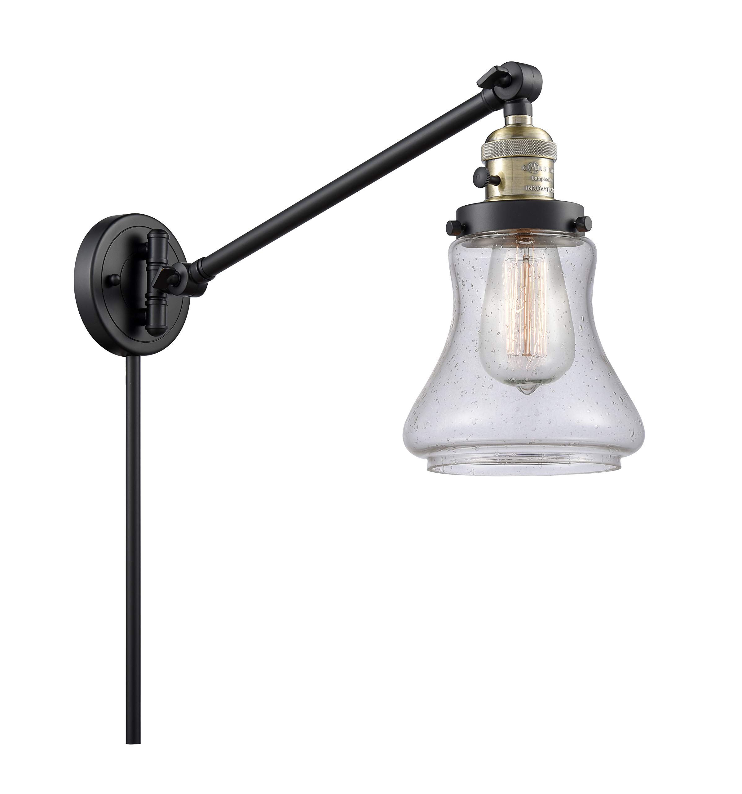 Vintage Dimmable LED Swing Arm Lamp - 1 Light Black Antique Brass Desk Light for Home Office, Study & Reading | Innovations 237-BAB-G194-LED