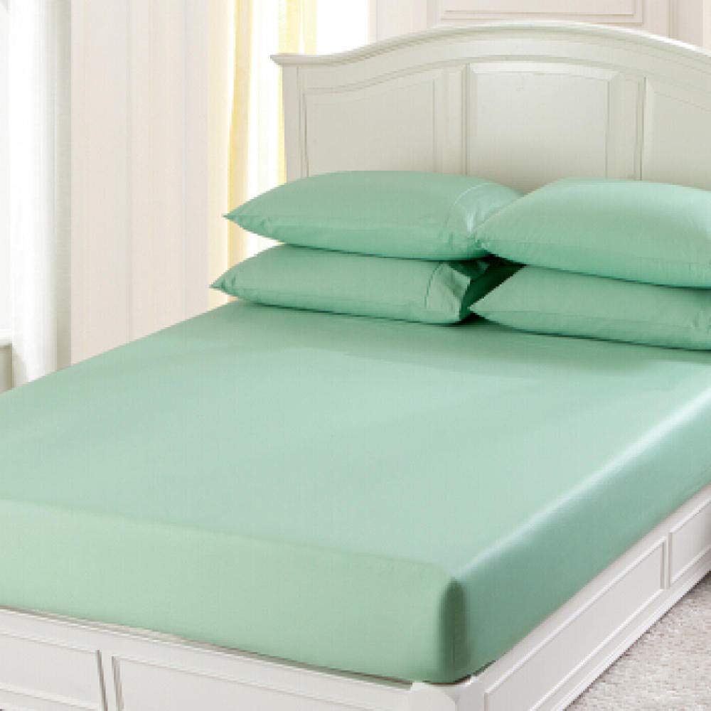Premium Double Bed Sheet Set - Fitted & Flat Sheets with Elastic Cotton Mattress Cover - Single & Queen Size - Green 4779 Inch - Soft & Breathable for Ultimate Comfort - Perfect for Home, Hotel, or Guest Room Use