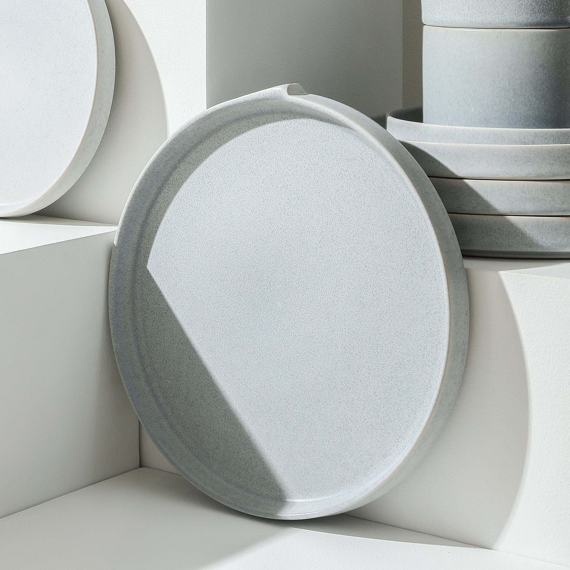 Premium Blue Grey Stoneware Dinner Plate Set - Elegant & Durable Ceramic Plates for Everyday Dining, Restaurants & Special Occasions