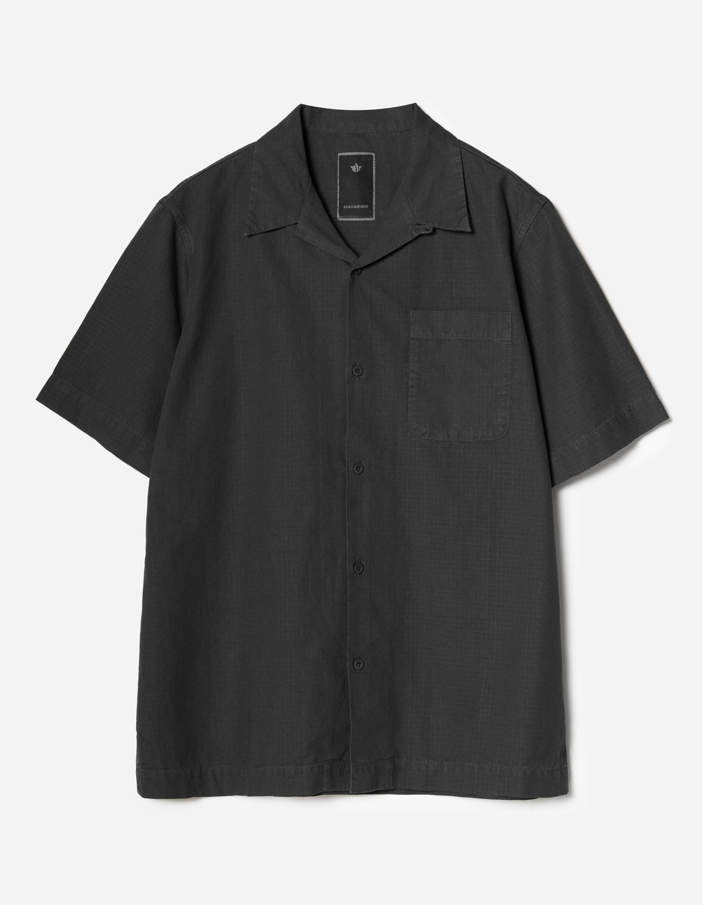 7105 Hemp Camp Collar Shirt for Men - Breathable Black Button Up Shirt - Casual Summer Wear for Beach, Travel and Outdoor Activities