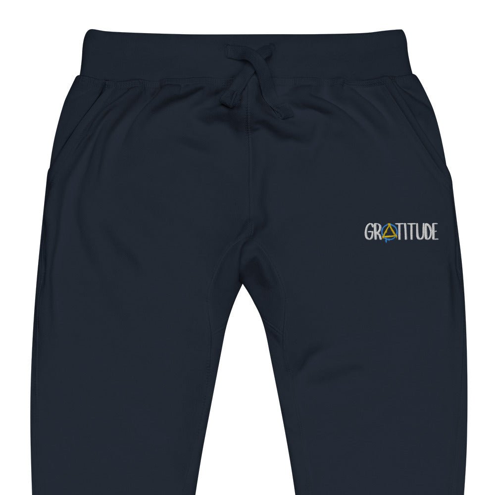 Gratitude Embroidered Unisex Fleece Sweatpants - Cozy Lounge Pants for Men & Women - Perfect for Yoga, Home Relaxation and Casual Wear