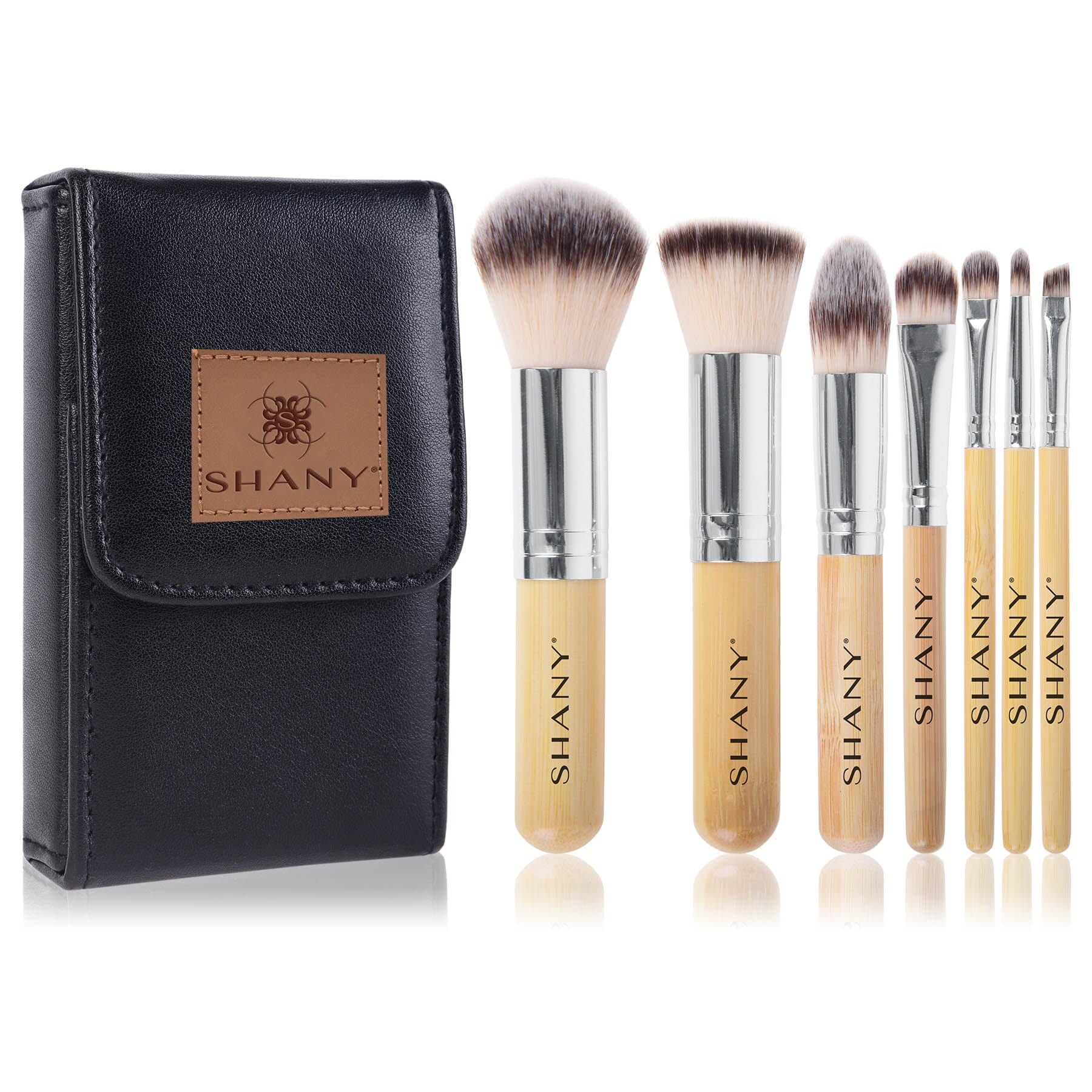7-Piece Petite Pro Bamboo Makeup Brush Set with Travel Case - Eco-Friendly & Vegan for On-the-Go Beauty | Perfect for Travel, Professional Makeup Artists & Everyday Use