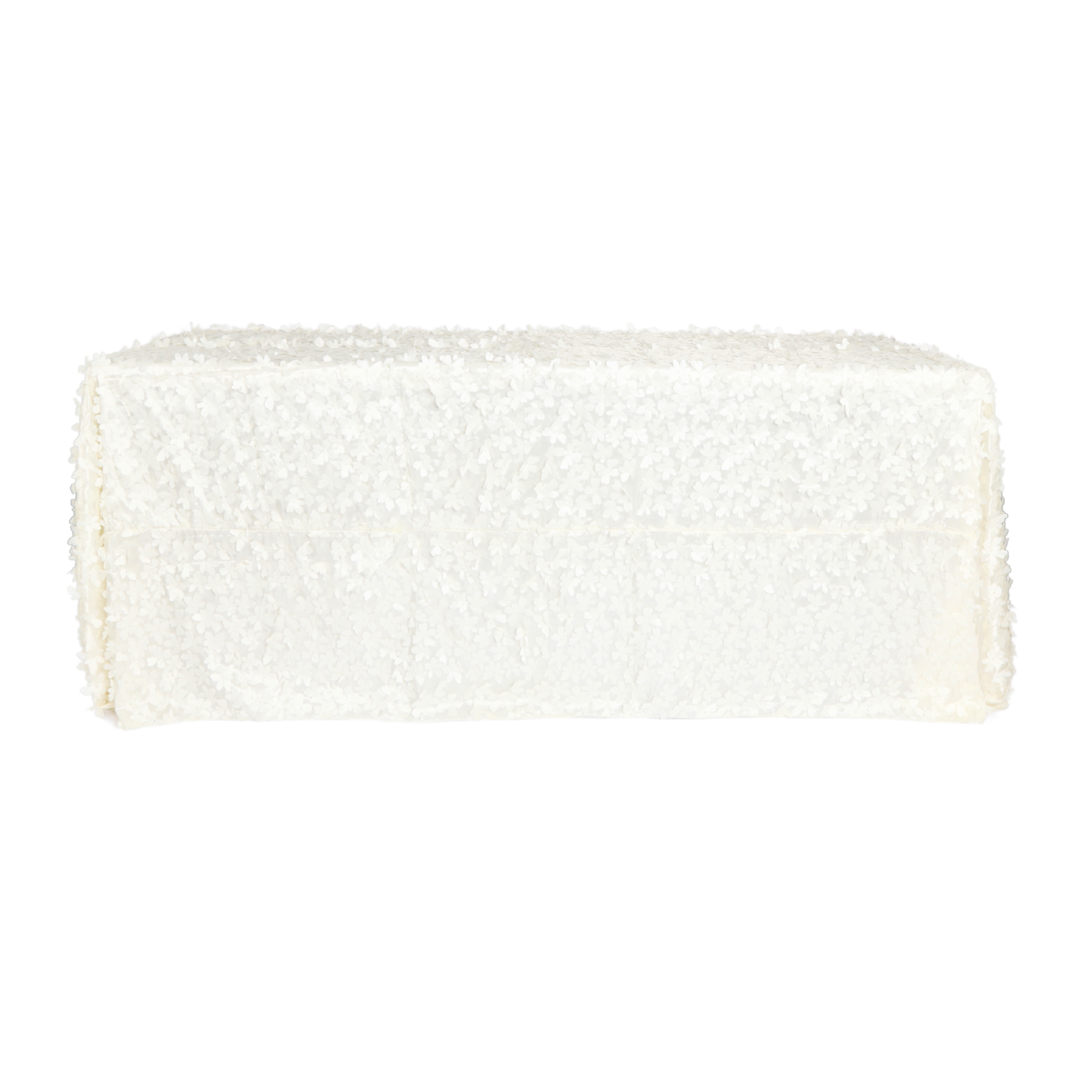 Elegant Ivory Flower Petal Taffeta Tablecloth 90x156 Inches Rectangular - Perfect for Weddings, Banquets & Formal Dining Events