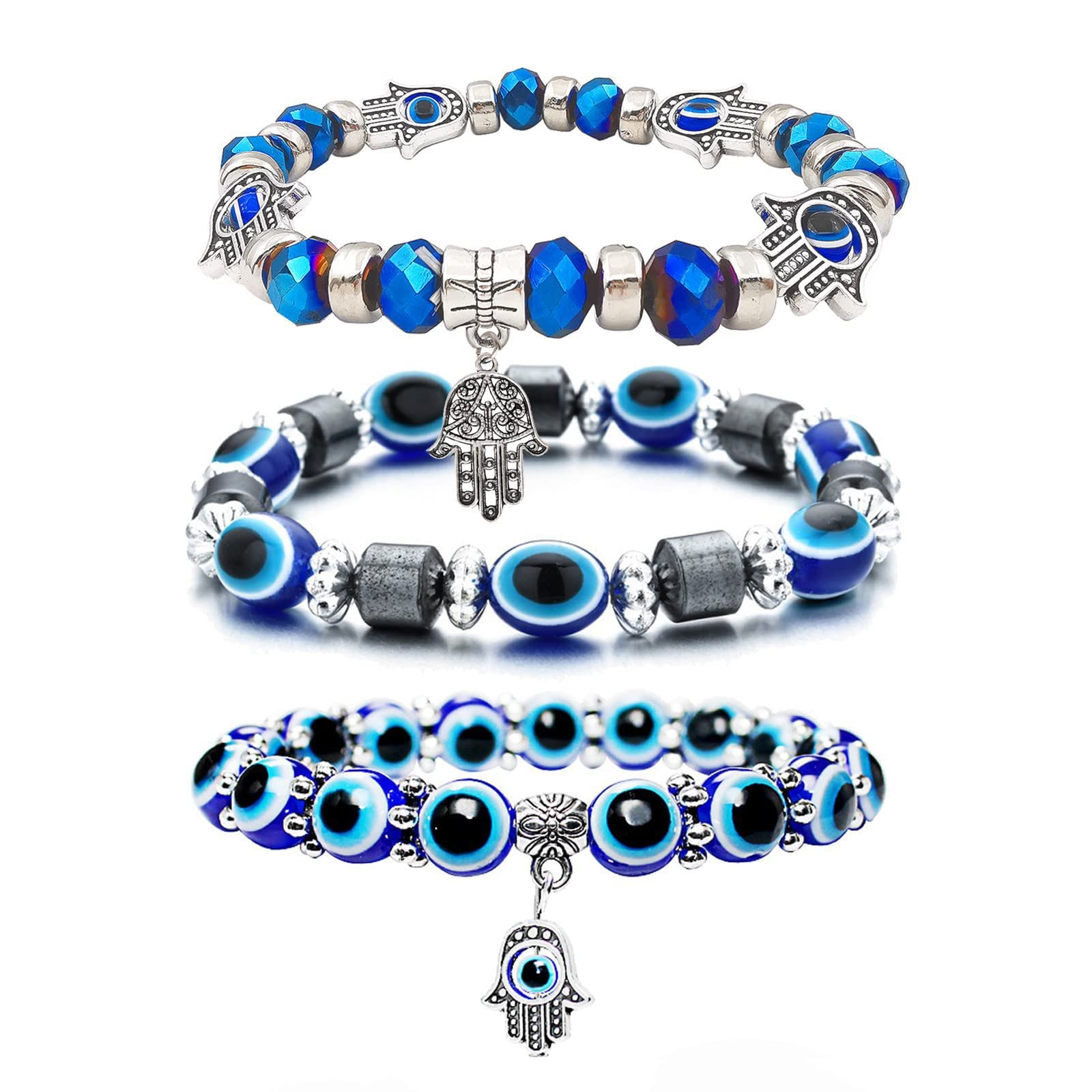 Evil Eye Bracelet for Women - Third Eye Protection Jewelry for Good Luck & Positive Energy - Perfect for Meditation, Yoga & Spiritual Healing