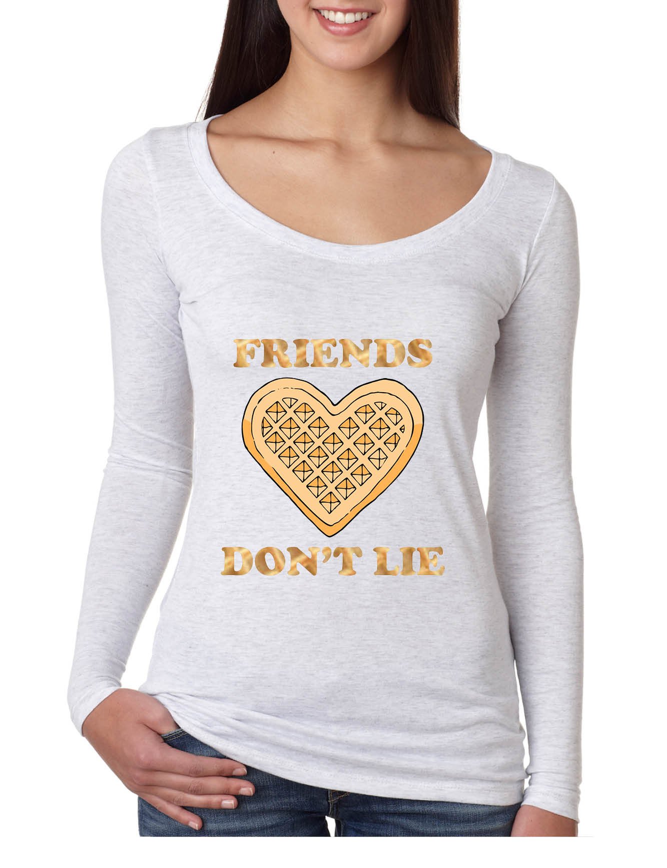ALLNTRENDS Women's Waffle Tee - 'Friends Don't Lie' Trendy Cute Shirt | Soft & Comfortable Casual Top for Everyday Wear, Outings & Gifts