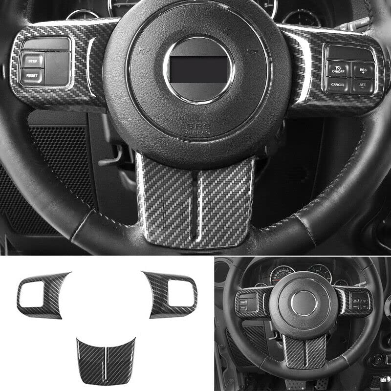 RYJOXZS Carbon Fiber Steering Wheel Switch Cover Trim for Jeep Grand Cherokee 2011-2013 | Interior Accessory Upgrade for Off-Road & Daily Driving