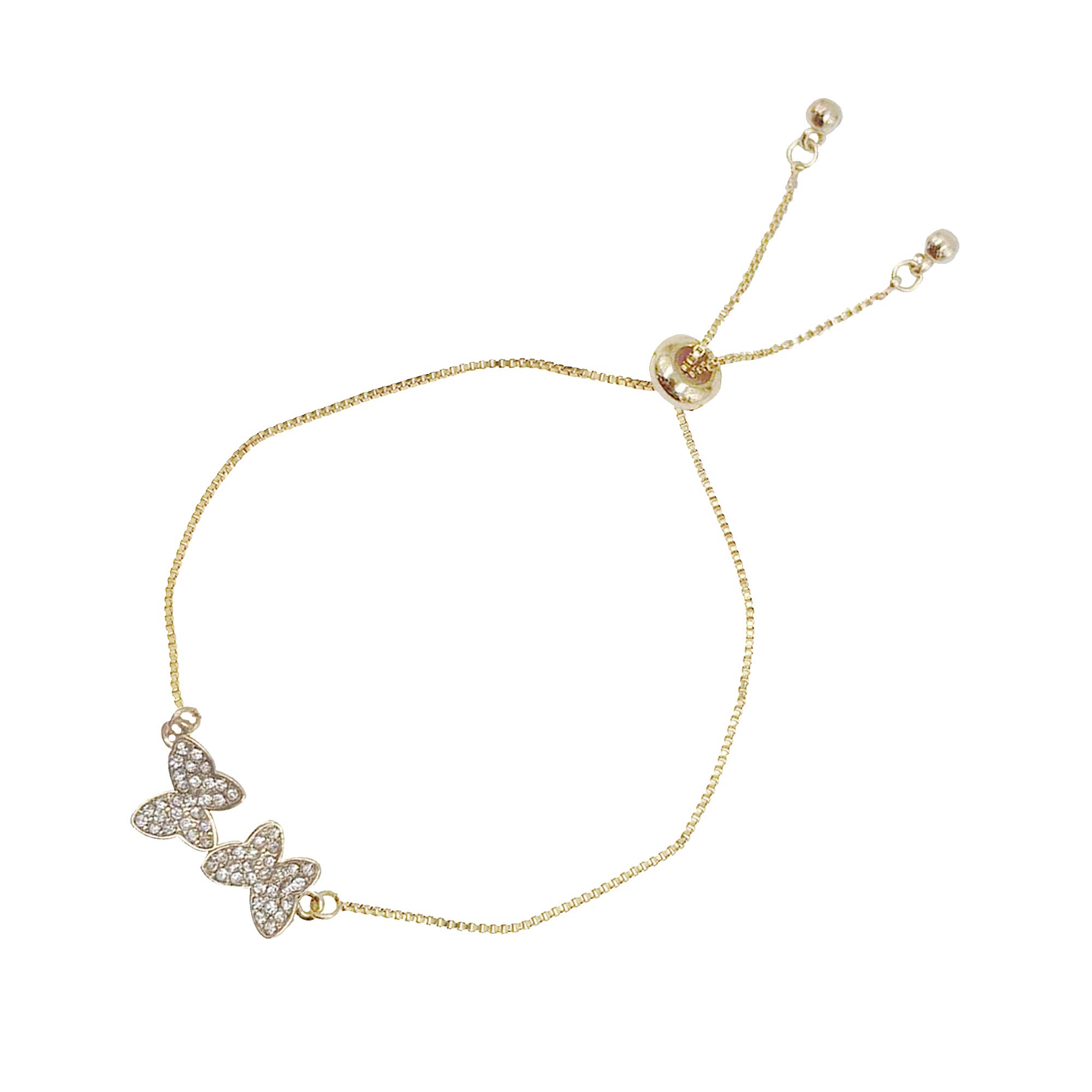 NTLX Crystal Butterfly Bracelet for Women - Adjustable Rhinestone Bracelet with Gift Box - Elegant Jewelry for Parties, Weddings & Everyday Wear