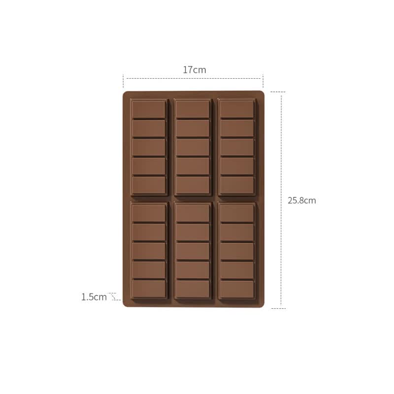5-Pack YH913 BPA-Free Silicone Chocolate Bar Molds - Heat Resistant, Non-Stick Baking Tray (25.8 x 17 x 1.5 cm) for Homemade Candy, Desserts & DIY Treats - Perfect for Valentine's Day, Christmas & Birthday Gifts