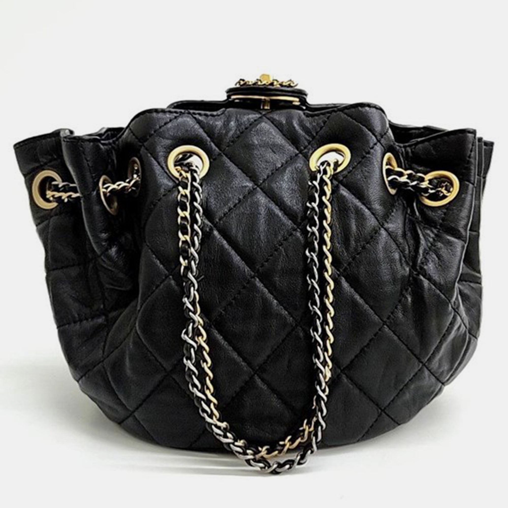 Stylish Black Leather Bucket Tote Bag for Women - Fashionable Handbag for Work, Travel & Everyday Use