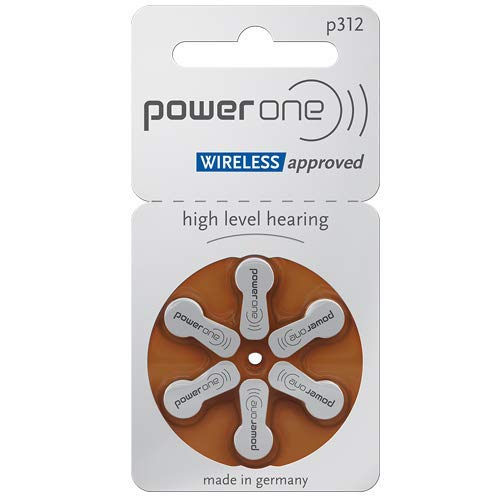 PowerOne Mercury-Free 312 Hearing Aid Batteries - 60 Count Pack with Free Battery Caddy | Long-Lasting Power for Hearing Devices, Travel & Daily Use