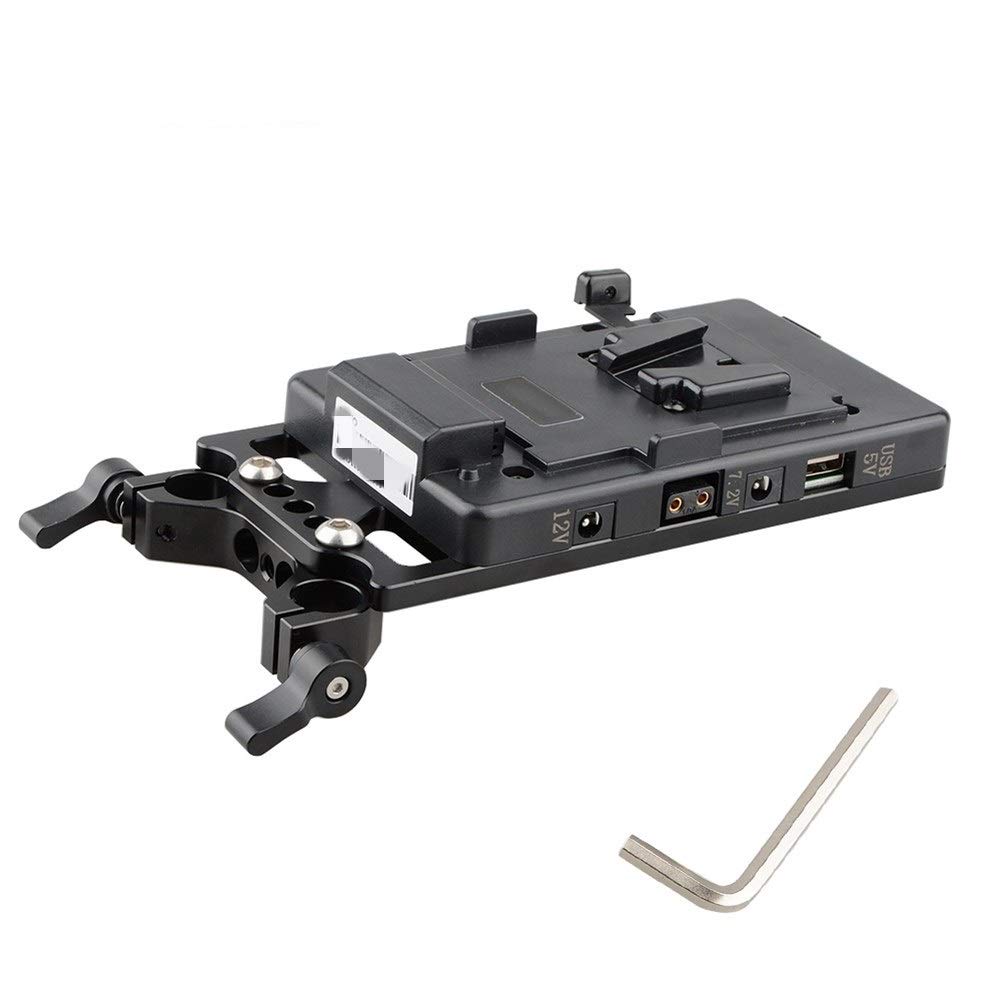 YIJIABINGRU V Lock Mounting Plate Power Supply Splitter with 15mm Rod Clamp - Professional Camera Accessories for DSLR, Mirrorless & Video Cameras - Perfect for Photography, Filmmaking & Studio Setups