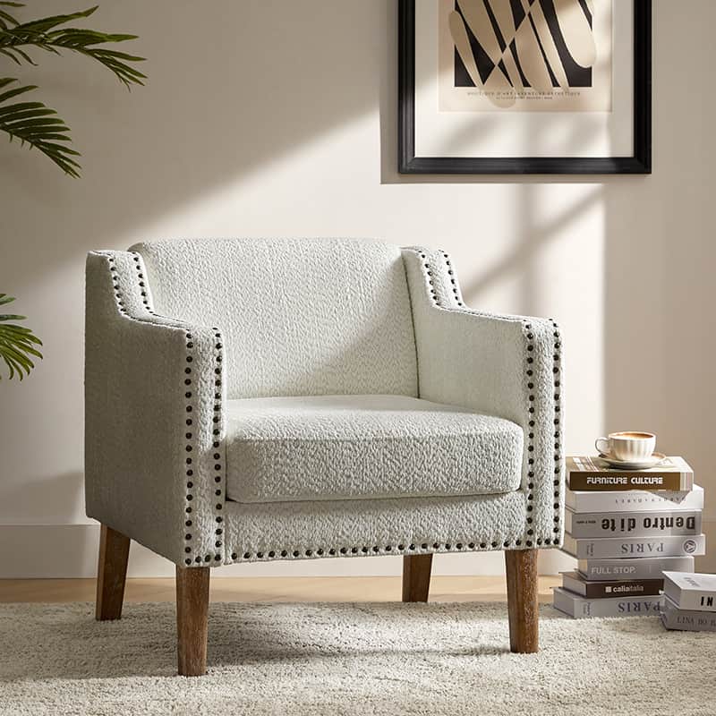 Solid Wood Frame Armchair - Modern & Durable Wooden Chair for Living Room, Dining Room, Office - Comfortable & Stylish Home Furniture