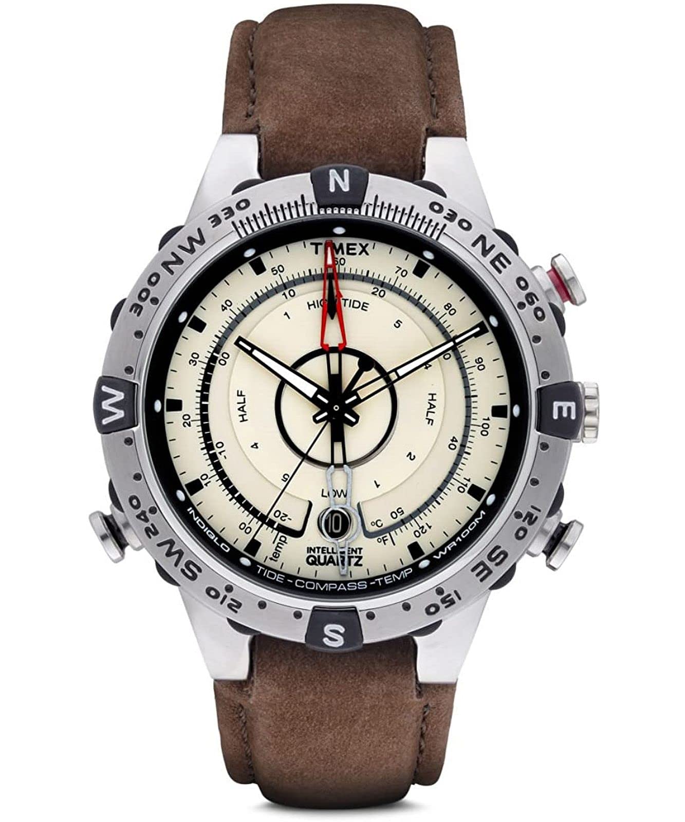 Timex Intelligent Quartz Tide Temp Compass Watch for Men - Waterproof Outdoor Sports & Fishing Gear with Tide Tracker, Thermometer, and Compass Features - Perfect for Hiking, Sailing, and Beach Adventures